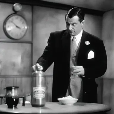 In the classic black and white film, the detective discovered a clue hidden inside a shaken seltzer bottle.