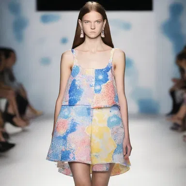 The fashion designer incorporated seltzer-inspired prints into her latest collection.