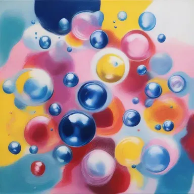 The artist used seltzer as a medium to create a bubbly and dynamic painting.