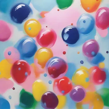 The artist used seltzer as a medium to create a bubbly and dynamic painting.