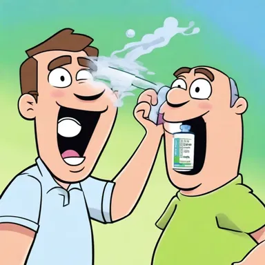 In the cartoon, the character sprayed seltzer on everyone's face, resulting in a comical reaction.