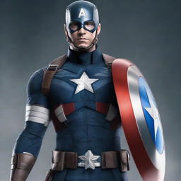 A high-resolution digital art image showcasing the movie costume of Captain America