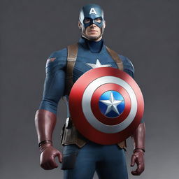 A high-resolution digital art image showcasing the movie costume of Captain America