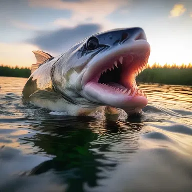 As the sun set, a terrifying creature emerged from the depths of the lake—a nightmarish jack salmon with razor-sharp teeth.