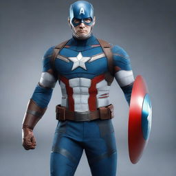 A high-quality, realistic digital art image displaying the MCU version of Captain America's costume