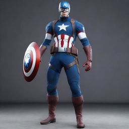 A high-quality, realistic digital art image displaying the MCU version of Captain America's costume