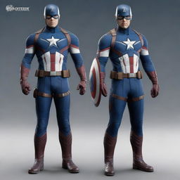 A high-quality, realistic digital art image displaying the MCU version of Captain America's costume