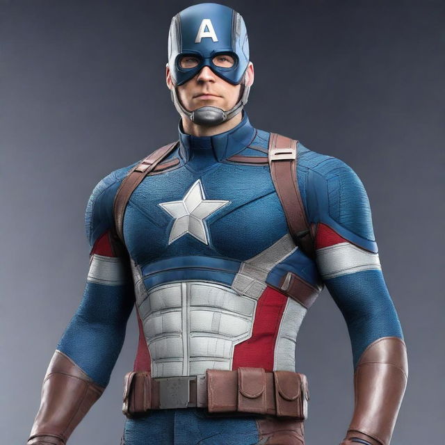 A high-quality digital art image vividly showcasing the MCU version of Captain America's costume