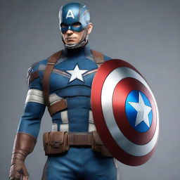 A high-quality digital art image vividly showcasing the MCU version of Captain America's costume