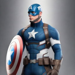 A high-quality digital art image vividly showcasing the MCU version of Captain America's costume