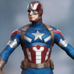 A high-quality digital art image vividly showcasing the MCU version of Captain America's costume