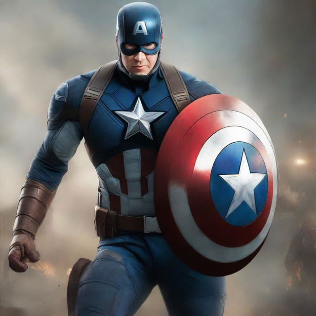 A high-quality digital art image capturing a scene from the Captain America movie