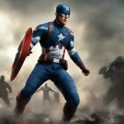 A high-quality digital art image capturing a scene from the Captain America movie