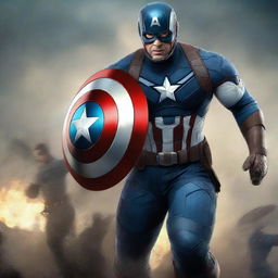 A high-quality digital art image capturing a scene from the Captain America movie