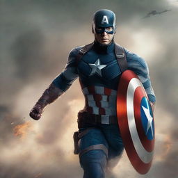 A high-quality digital art image capturing a scene from the Captain America movie