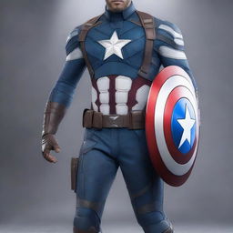 This is a high-quality digital art image that meticulously showcases Captain America's costume from the movie