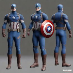 This is a high-quality digital art image that meticulously showcases Captain America's costume from the movie