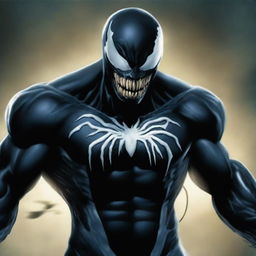 A high-quality digital art image featuring the character Venom from the Marvel universe