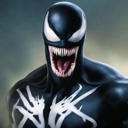 A high-quality digital art image featuring the character Venom from the Marvel universe