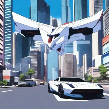 The futuristic anime series showcased futuristic shooting brakes flying through the city, transporting characters to different destinations in a futuristic world.