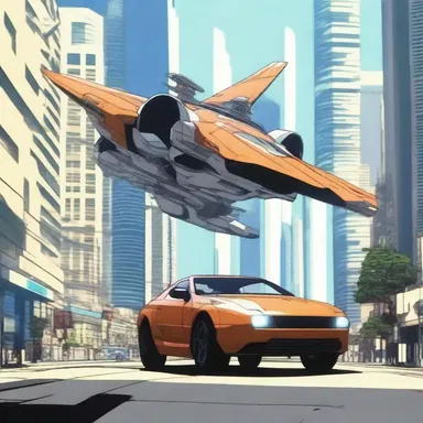 The futuristic anime series showcased futuristic shooting brakes flying through the city, transporting characters to different destinations in a futuristic world.