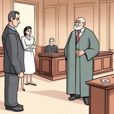 In the cartoon, the protagonist receives a monition from the court demanding an explanation for their actions.