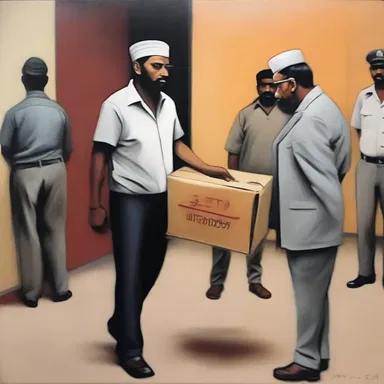 The artist created a painting depicting a monition being delivered to the accused.