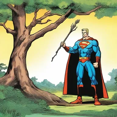 In the comic book series, the superhero's weapon was a staff made from the enchanted sapwood of an ancient tree.