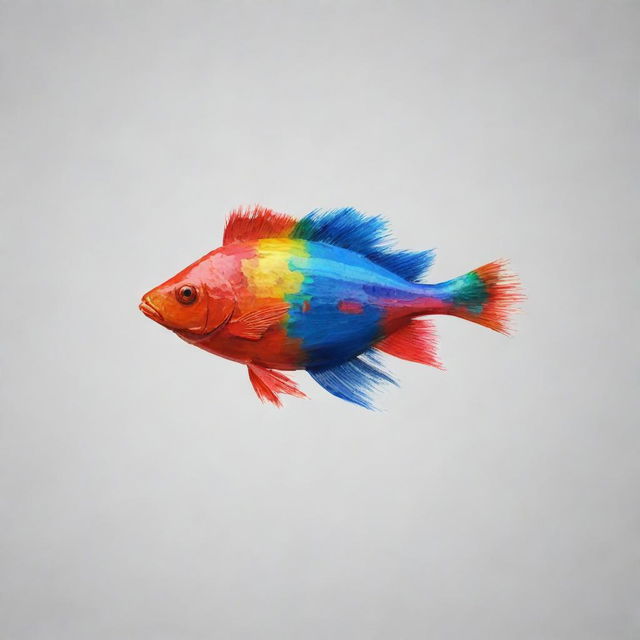 Generate an artistic image of a paintbrush which morphs seamlessly into a fish.