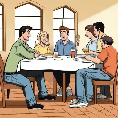 The rowdy group of friends crashed the quiet, romantic dinner, laughing loudly and causing a scene.