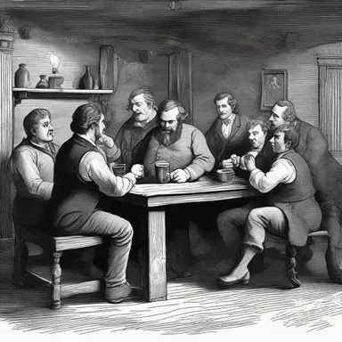 In the rowdy tavern, the drunken patrons argued rowdily about the merits of classic literature versus contemporary novels.