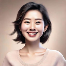 A high quality digital art portrait of an Asian individual