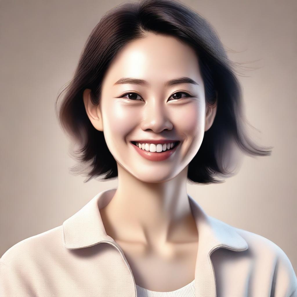 A high quality digital art portrait of an Asian individual