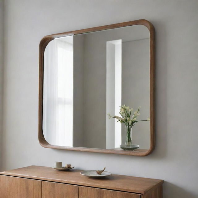 An elegant mirror with a secret compartment hidden behind, subtly integrated into the design