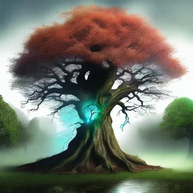 In the fantasy novel, the protagonist stumbled upon a mysterious tarry substance oozing from a magical tree.