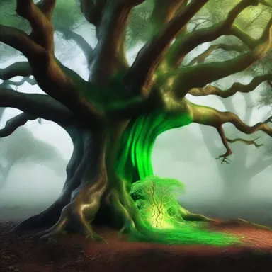In the fantasy novel, the protagonist stumbled upon a mysterious tarry substance oozing from a magical tree.
