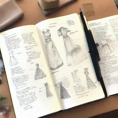 The fashion designer kept a logbook to record all the details of her creations, including sketches, fabric swatches, and measurements.