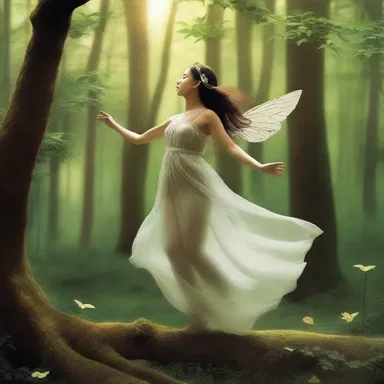 The nymph danced around the forest, moving her hands finely as if to recreate the delicate music of the gods.