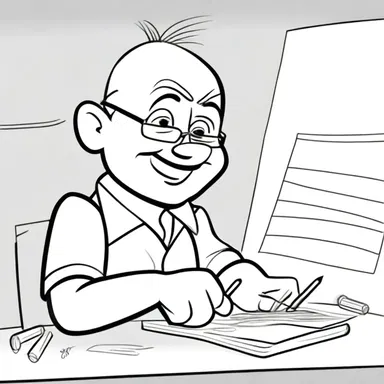 In the cartoon, the character carefully sketched each line with a finely sharpened pencil.
