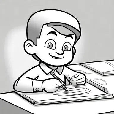 In the cartoon, the character carefully sketched each line with a finely sharpened pencil.