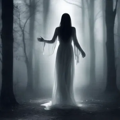 The ghostly figure slowly walked towards her, its fingers reaching out with a finely chilling touch.