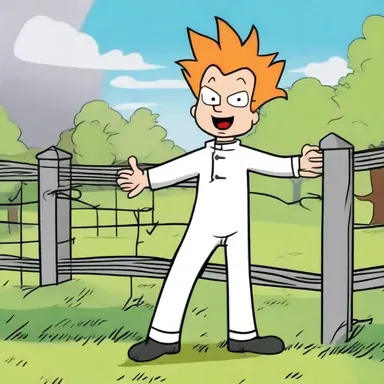 In the cartoon, the character experienced a hilarious flashover when he accidentally touched an electric fence.