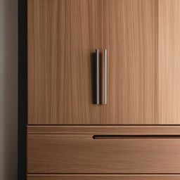 Modern minimalist cupboard design with elegant wood finish and sleek handles, front view.