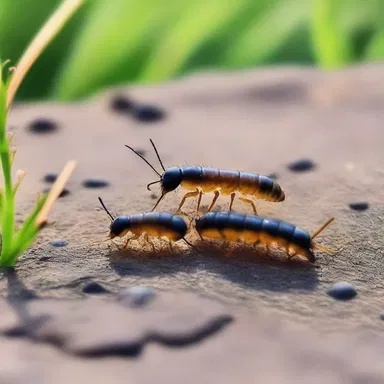 As they walked through the meadow, they spotted a couple of springtails bouncing around, creating a whimsical atmosphere.