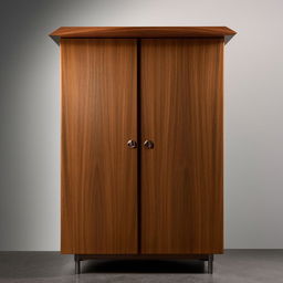 Modern minimalist cupboard design with elegant wood finish and sleek handles, front view.