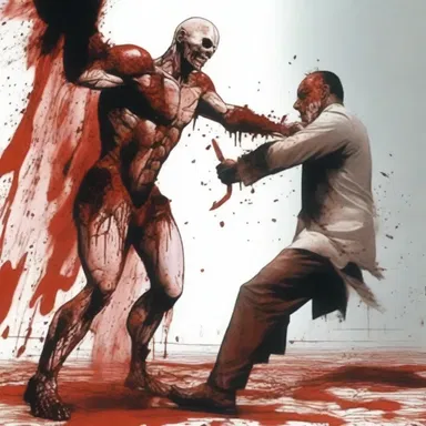 The sanguinary battle in the cartoon left a trail of blood and gore.