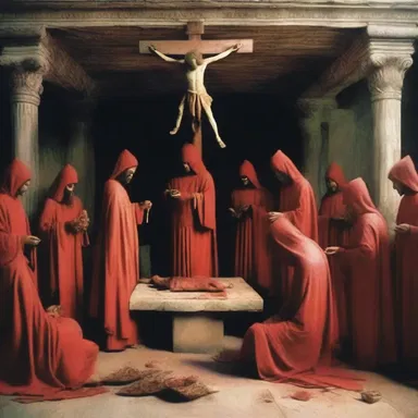 The sanguinary rituals performed by the ancient cult shocked the religious community.