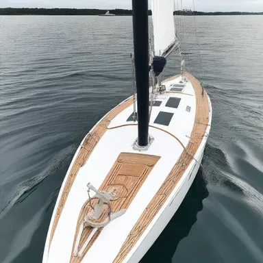 The fashion-forward sailor proudly displayed their custom-designed daggerboard, both stylish and functional on their sleek sailboat.