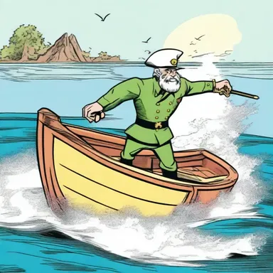 In the comic strip, Captain Adventure used his daggerboard not only as a keel but also as a weapon to fight off the sea monsters.
