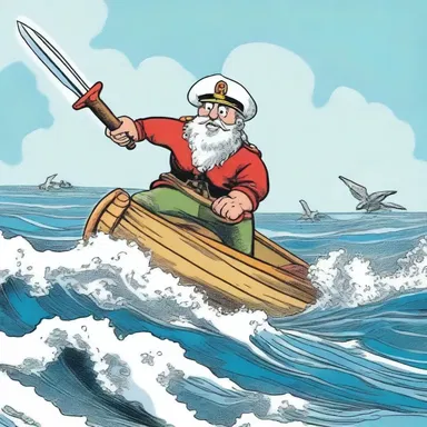 In the comic strip, Captain Adventure used his daggerboard not only as a keel but also as a weapon to fight off the sea monsters.